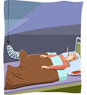 sjukhusmiljö brutet ben sick in bed
